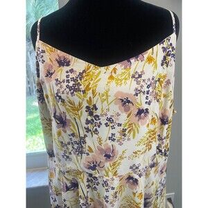 Old Navy SZ XXL Sundress Ivory Purple  Pink Floral Smocked Cottage Romantic Cool